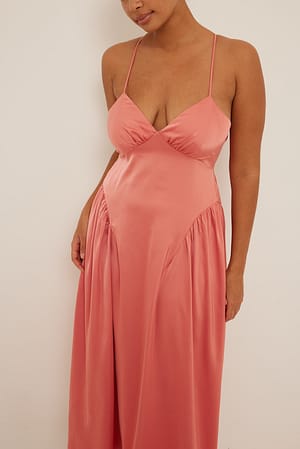 Coral Back Details Maxi Dress