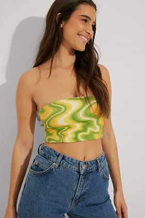 Green Print Bandeau Top