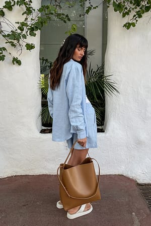 Beige Basic Bucket Tote