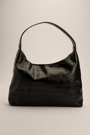 Black Big Croc Tote Bag