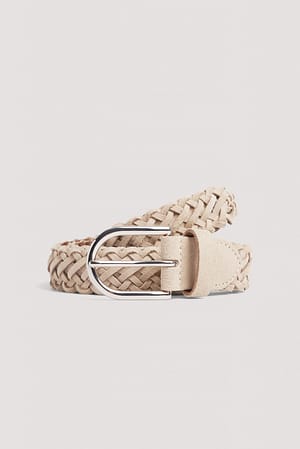 Beige Braided Suede Belt