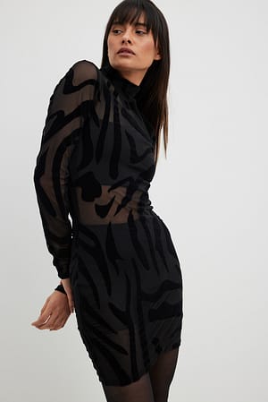 Black Burn Out Mesh Dress