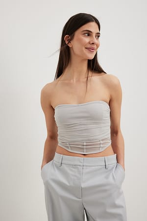 Grey Bustier Mesh Tube Top