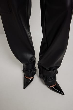 Black Button Detailed Cargo Pants