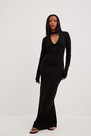 Black Choker Keyhole Maxi Dress