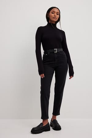 Black Comfort Mom Jeans