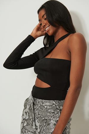 Black Cut out Jersey Crop Top