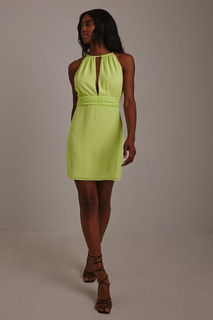 Light Green Draped Detail Mini Dress