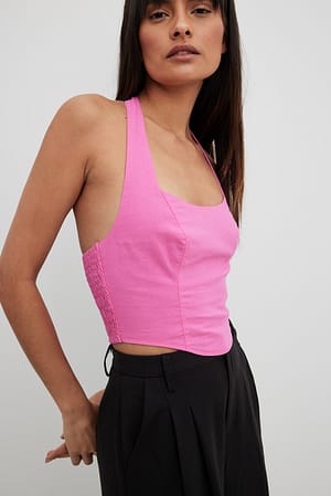 Pink Halterneck Linen Top