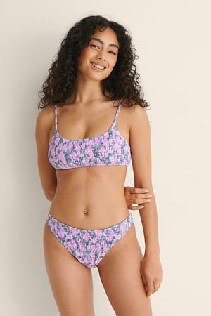 Rosey Floral High Cut Smocked Bikini Panty