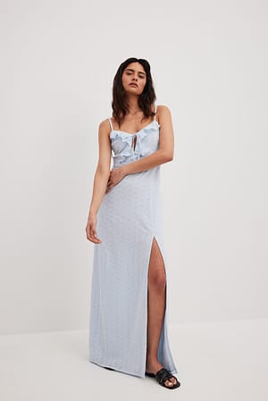 Light Blue High Slit Maxi Dress