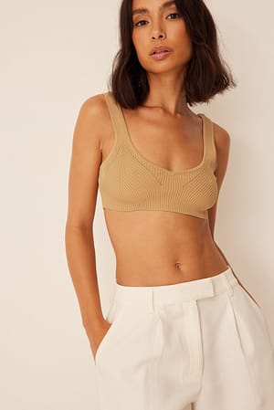 Beige Knitted Bralette