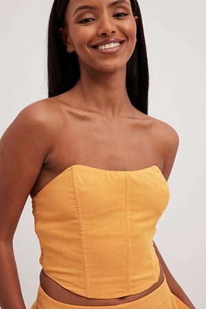 Orange Linen Blend Corset Top