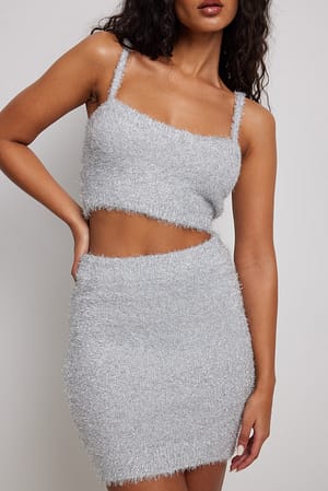 Silver Lurex Knitted Mini Skirt