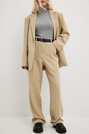 Beige Melange Suit Pants