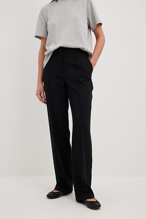 Black Mid High Waist Seamline Suit Pants