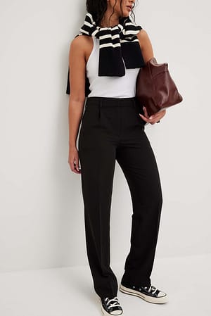 Black Mid Rise Suit Pants