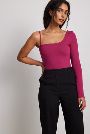 Sangria One Sleeve Shoulder Strap Top