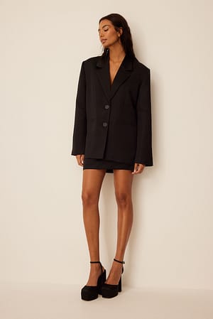 Black Oversized Satin Blazer