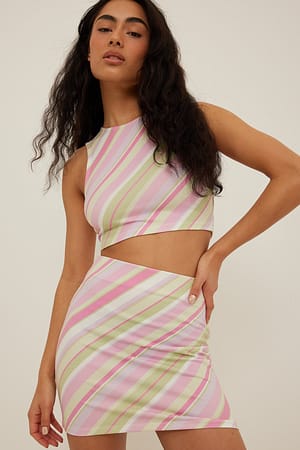 Green Stripe Recycled Striped Mini Skirt