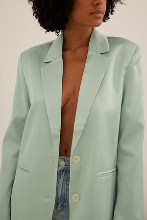 Mint Satin Blazer