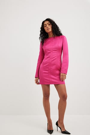 Pink Seam Detail Satin Mini Dress