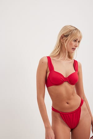 Red Shiny High Cut Draped Bikini Panty
