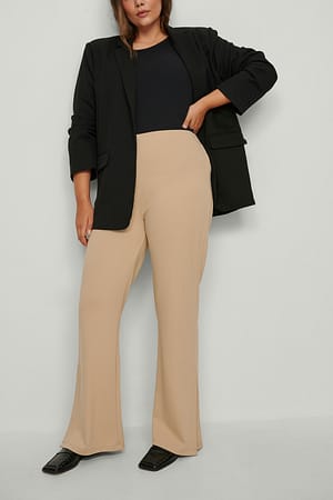 Beige Side Slit Detail Pants