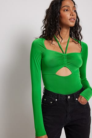 Green Slinky Strap Detail Top