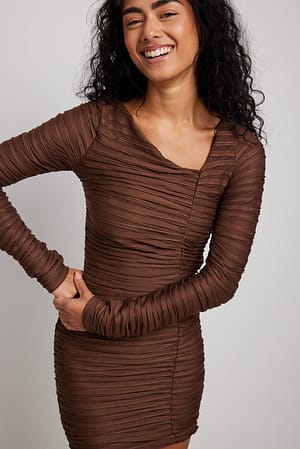 Brown Structured Mini Dress