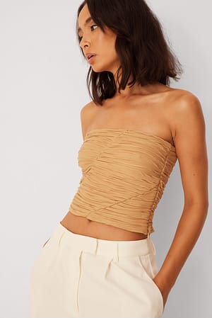 Dark Beige Structured Bandeau Top