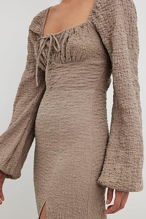 Taupe Structured Cups Midi Dress