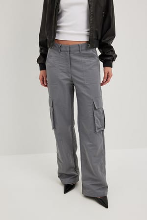 Grey Windbreaker Cargo Pants