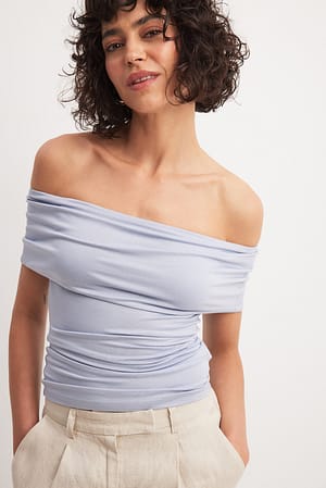 Light Blue Off Shoulder Top