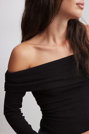 Black Off Shoulder Jersey Top