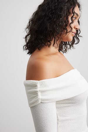 Offwhite Off Shoulder Jersey Top