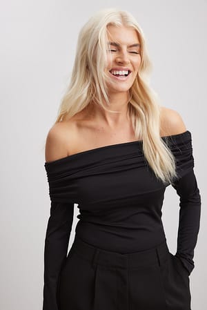 Black Off Shoulder Jersey Top