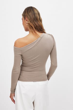 Taupe Off Shoulder Jersey Top