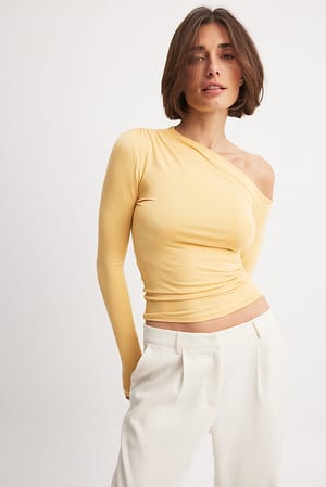 Light Yellow Off Shoulder Jersey Top