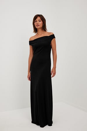 Black Off Shoulder Maxi Dress