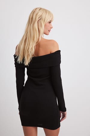 Black Off Shoulder Mini Dress