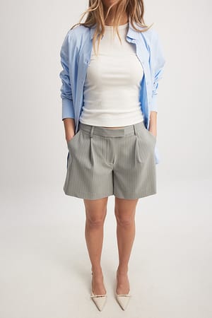 Grey Stripe Pinstriped Tailored Shorts