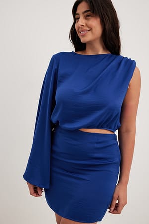 Cobalt One Shoulder Cut Out Mini Dress