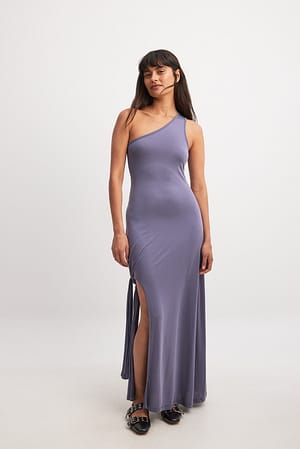 Grey One Shoulder Maxi Dress