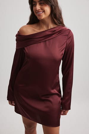 Burgundy One Shoulder Mini Dress