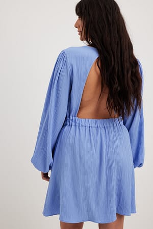 Light Blue Open Back Structured Mini Dress