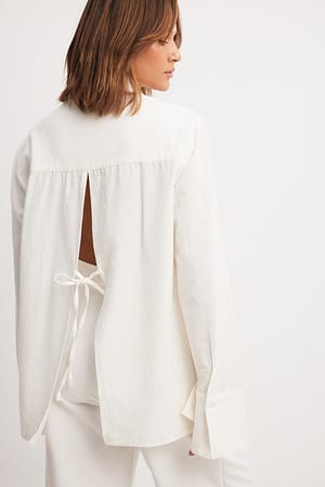 White Open Back Tie Detail Shirt