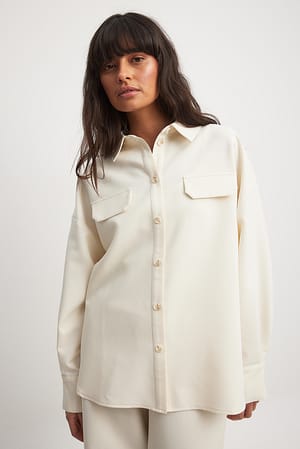 Beige Oversized Flowy Shirt