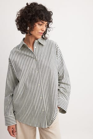 Navy Stripe Oversized Heavy Cotton Shirt