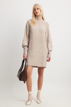 Light Sand Oversized Knitted Polo Dress